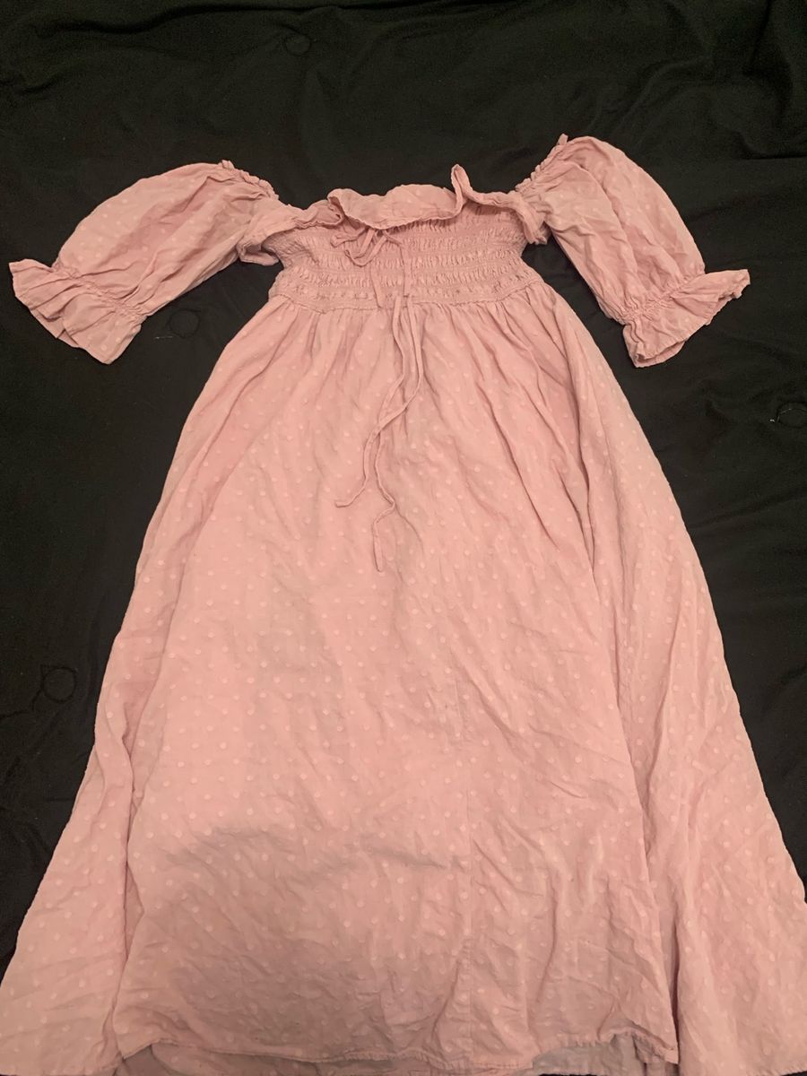 Pink cottage core dress with puffed sleeves